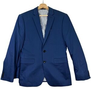 NEW EXPRESS Mens 36S Slim Fit Blue Suit Jacket Pants 34x29 Casual Preppy Stretch